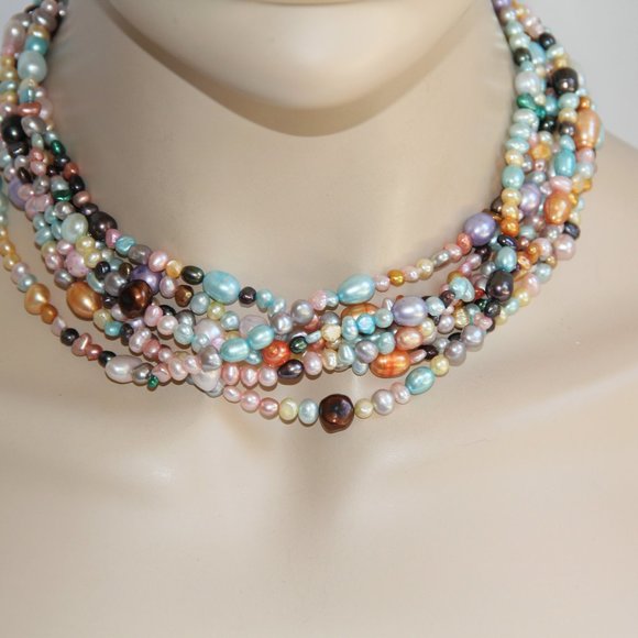 Sterling Silver 7-Strand Pearl Necklace - Picture 3 of 14